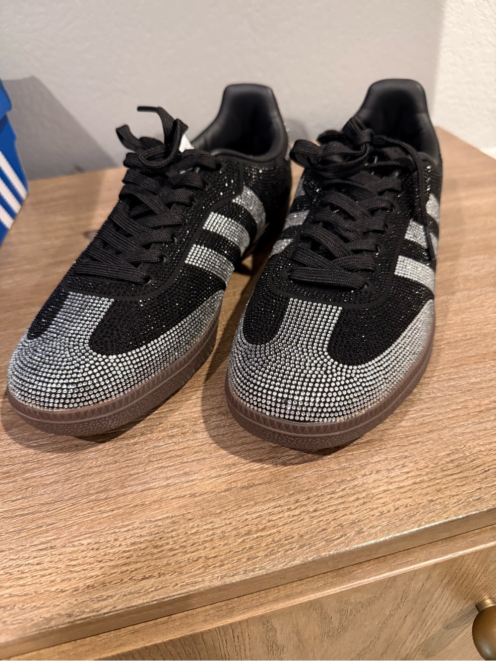 adidas Black Sneakers with Silver Crystal Accents